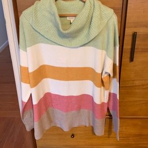 Stripe Cowl Neck Sweater